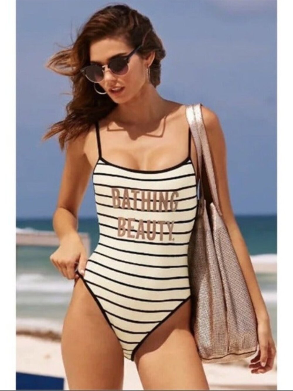 Kate Spade NY Bathing Beauty One Piece Striped Swimsuit Small